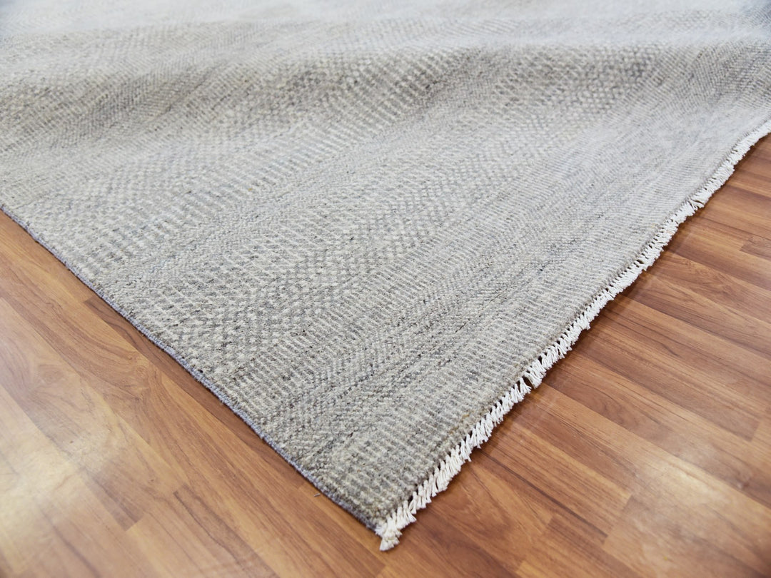 14'0" x 18'3" New Hand Knotted Grey Wool Rectangle Oriental Rug - MOA10279711