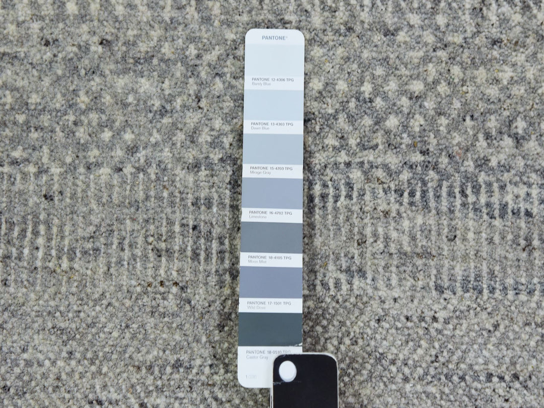 14'0" x 18'3" New Hand Knotted Grey Wool Rectangle Oriental Rug - MOA10279711