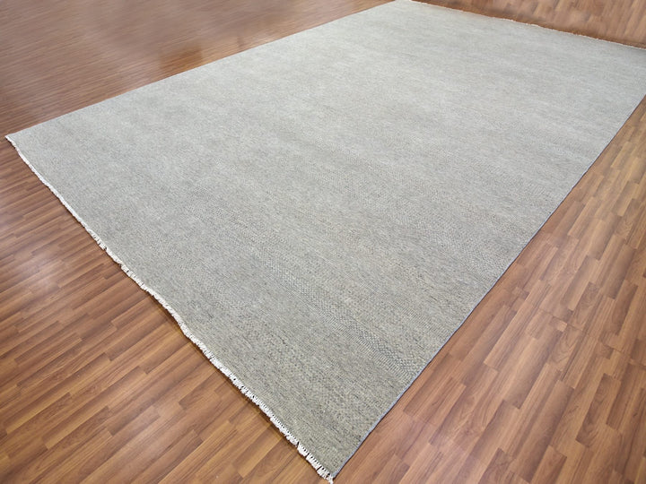 11'10" x 18'0" New Hand Knotted Grey Wool Rectangle Oriental Rug - MOA10279712