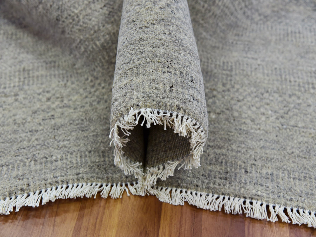 11'10" x 18'0" New Hand Knotted Grey Wool Rectangle Oriental Rug - MOA10279712