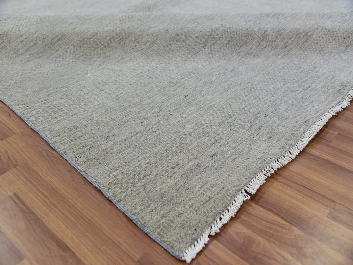 11'10" x 18'0" New Hand Knotted Grey Wool Rectangle Oriental Rug - MOA10279712