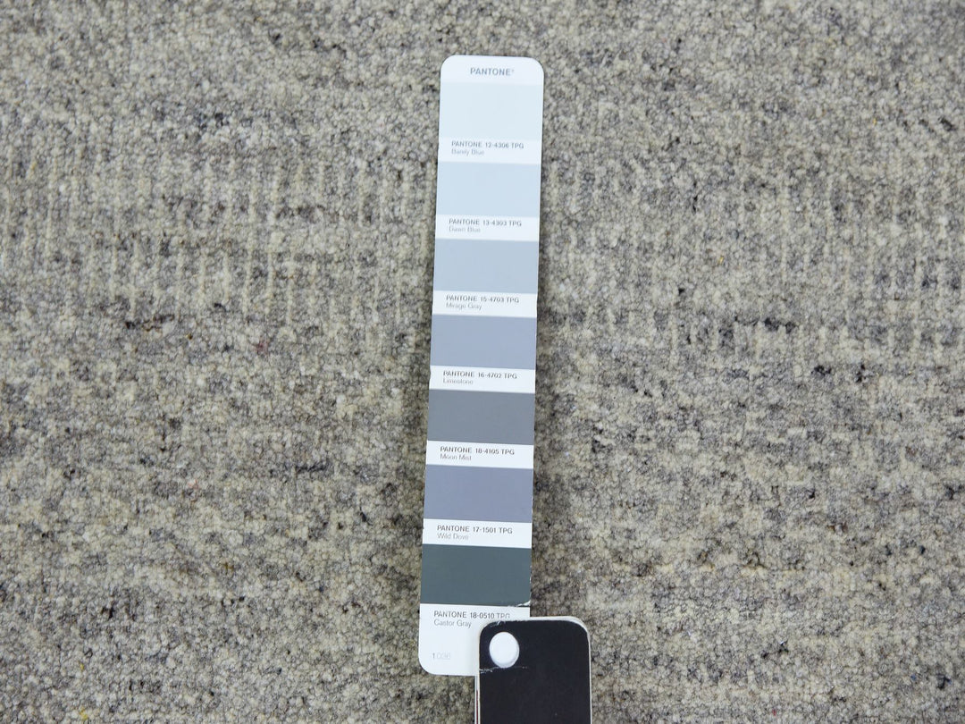 11'10" x 18'0" New Hand Knotted Grey Wool Rectangle Oriental Rug - MOA10279712