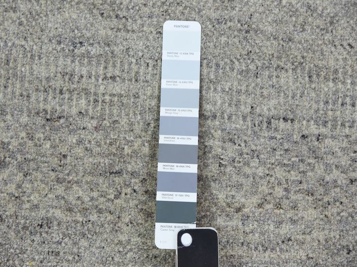 11'10" x 18'0" New Hand Knotted Grey Wool Rectangle Oriental Rug - MOA10279712