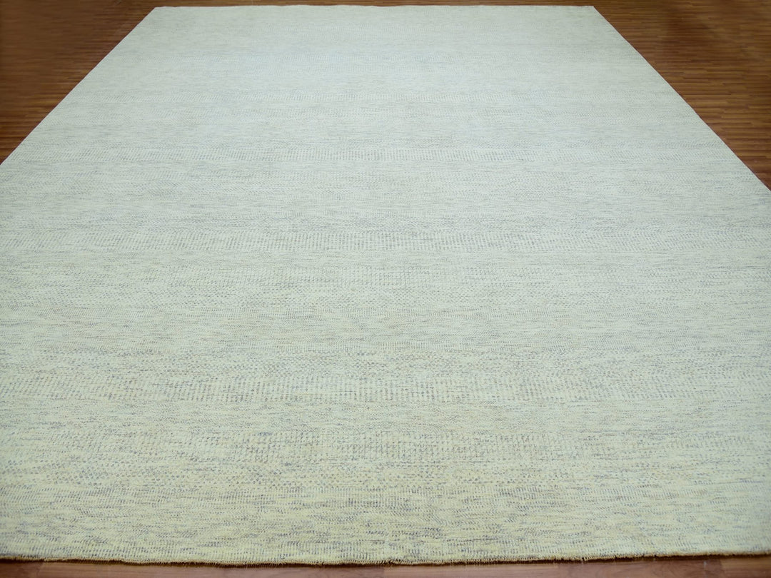 14'1" x 15'11" New Hand Knotted Grey Wool Rectangle Oriental Rug - MOA10279762
