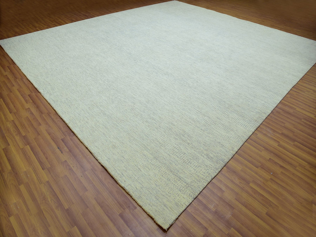 14'1" x 15'11" New Hand Knotted Grey Wool Rectangle Oriental Rug - MOA10279762