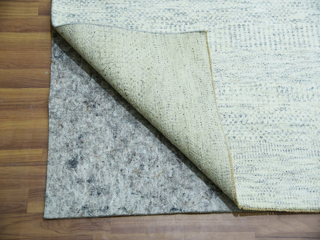 14'1" x 15'11" New Hand Knotted Grey Wool Rectangle Oriental Rug - MOA10279762