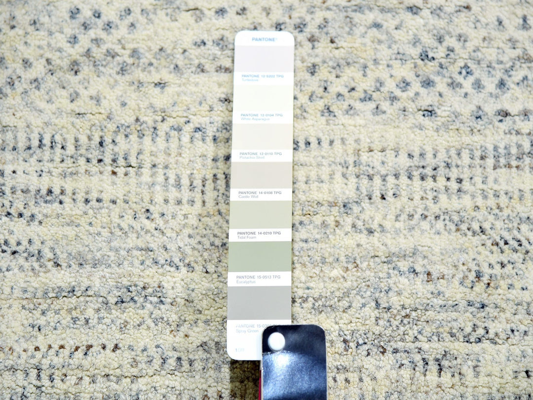 14'1" x 15'11" New Hand Knotted Grey Wool Rectangle Oriental Rug - MOA10279762