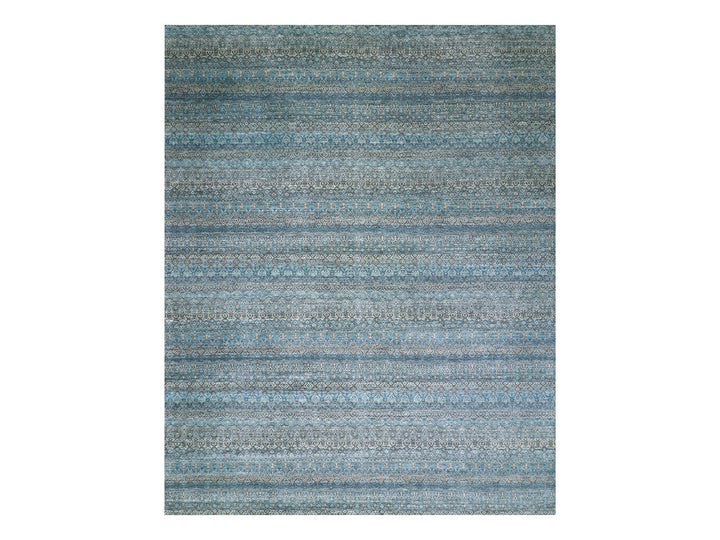 12'0" x 15'1" New Hand Knotted Blue Wool Rectangle Oriental Rug - MOA10279769