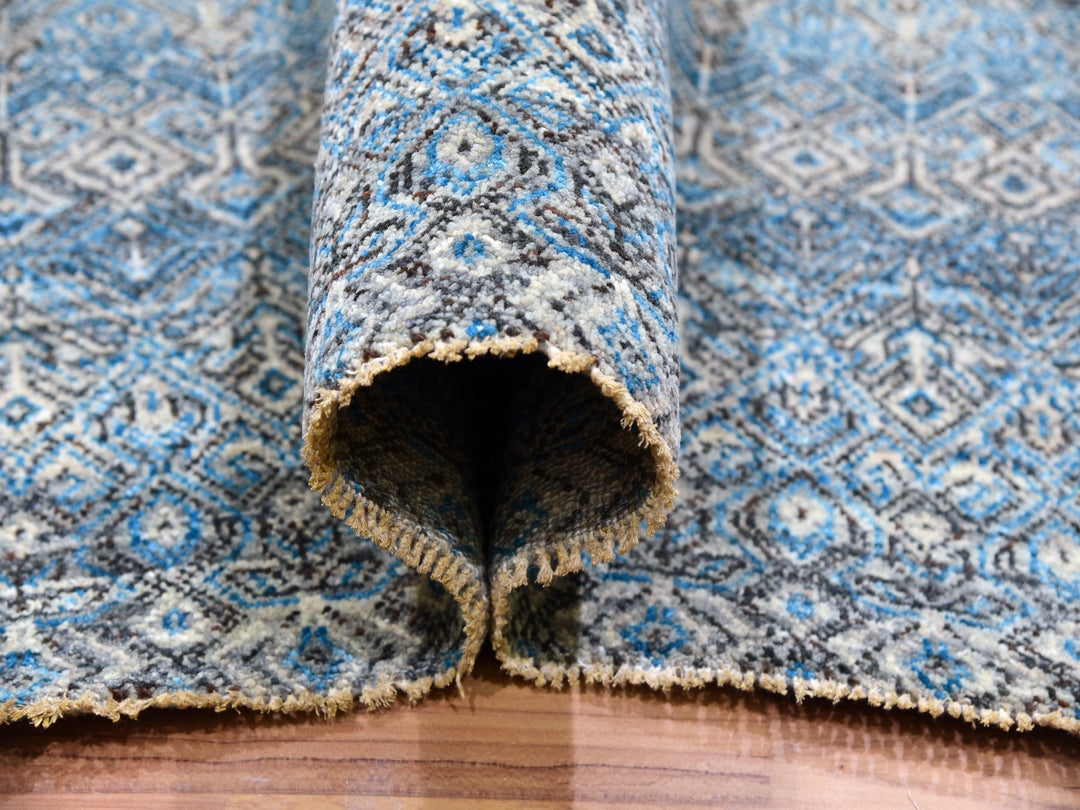 12'0" x 15'1" New Hand Knotted Blue Wool Rectangle Oriental Rug - MOA10279769