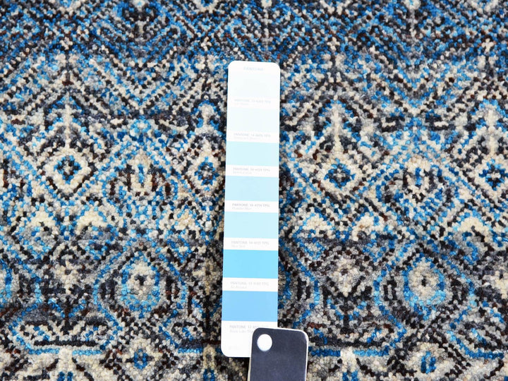 12'0" x 15'1" New Hand Knotted Blue Wool Rectangle Oriental Rug - MOA10279769