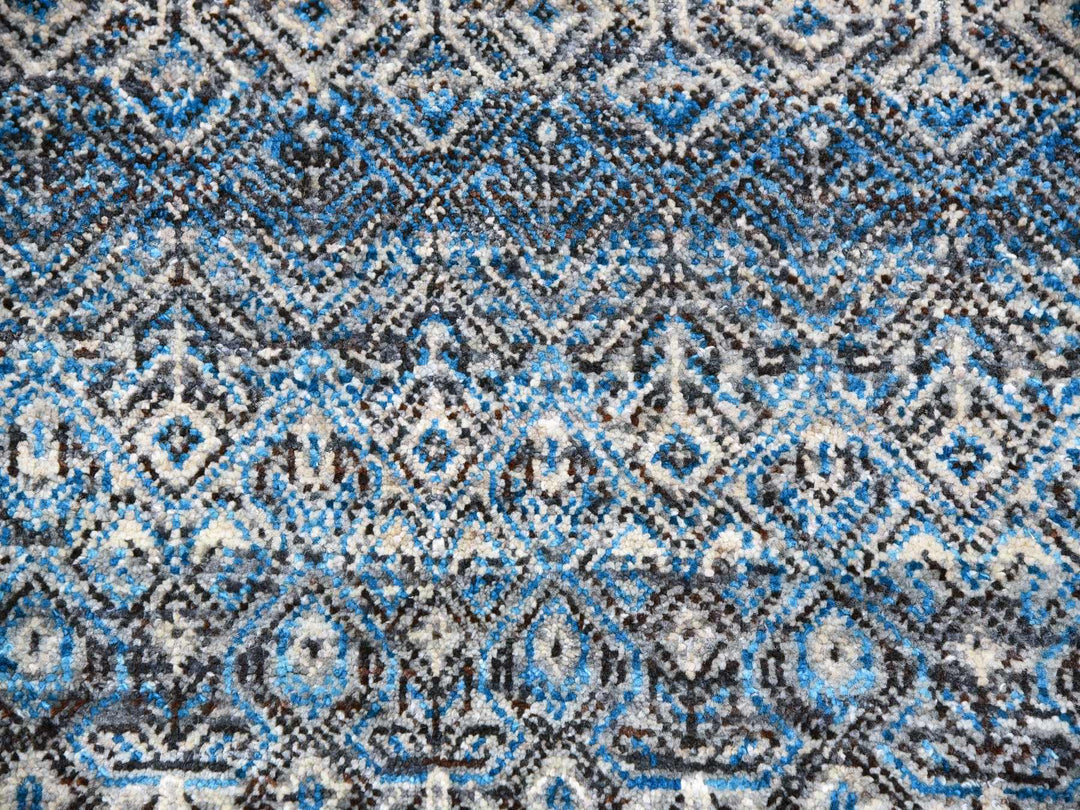 12'0" x 15'1" New Hand Knotted Blue Wool Rectangle Oriental Rug - MOA10279769
