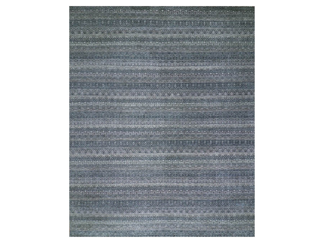 12'1" x 15'2" New Hand Knotted Grey Wool Rectangle Oriental Rug - MOA10279773