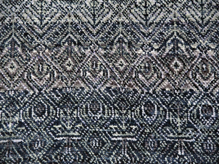 12'1" x 15'2" New Hand Knotted Grey Wool Rectangle Oriental Rug - MOA10279773