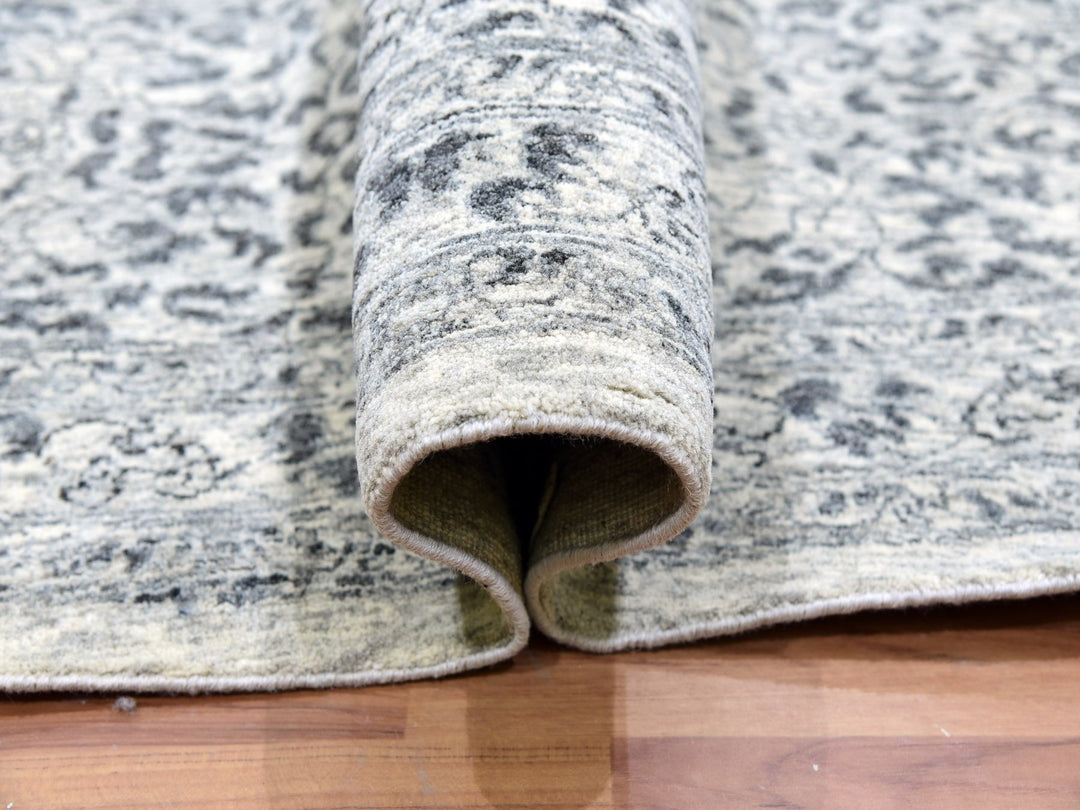 13'10" x 13'10" New Hand Knotted Ivory Wool Round Oriental Rug - MOA10279775