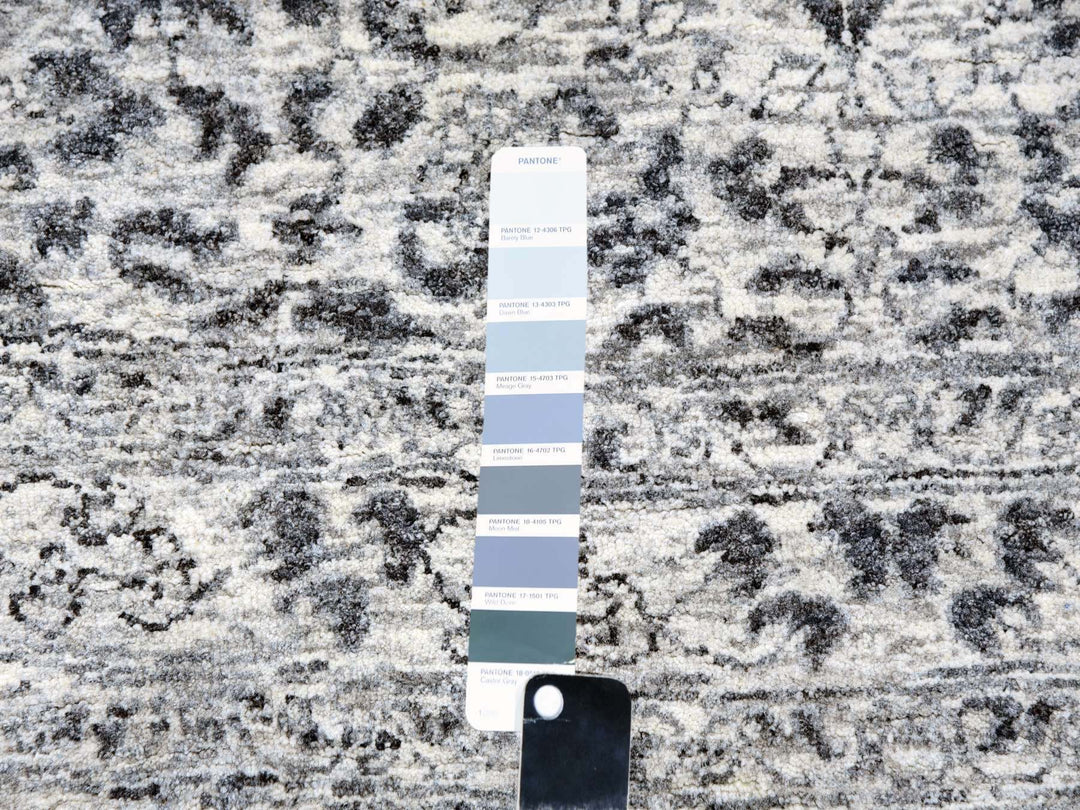 13'10" x 13'10" New Hand Knotted Ivory Wool Round Oriental Rug - MOA10279775