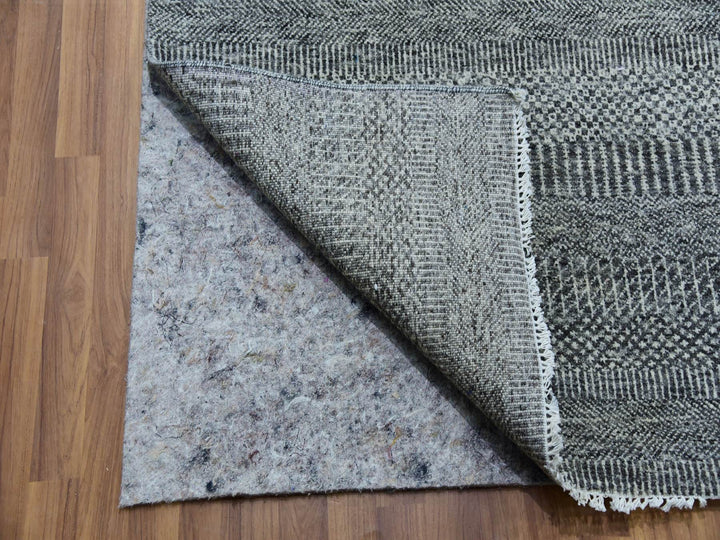 12'0" x 17'10" New Hand Knotted Grey Wool Rectangle Oriental Rug - MOA10279869