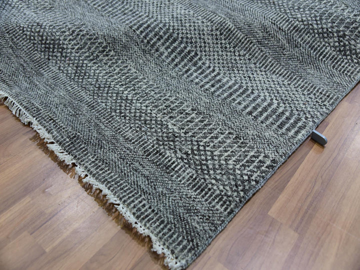 12'0" x 17'10" New Hand Knotted Grey Wool Rectangle Oriental Rug - MOA10279869