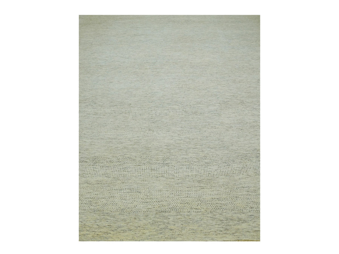 11'11" x 14'11" New Hand Knotted Ivory Wool Rectangle Oriental Rug - MOA10279973