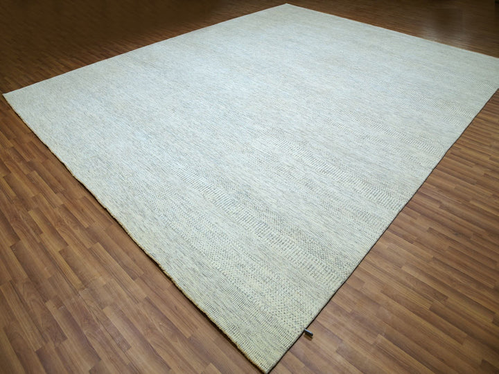 11'11" x 14'11" New Hand Knotted Ivory Wool Rectangle Oriental Rug - MOA10279973