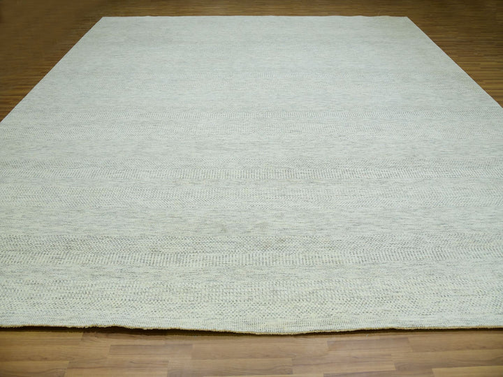 14'1" x 14'2" New Hand Knotted Ivory Wool Square Oriental Rug - MOA10279974