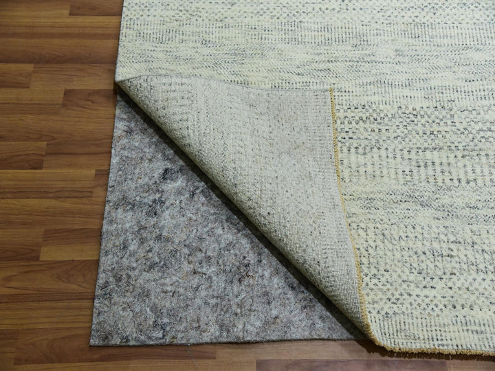 14'1" x 14'2" New Hand Knotted Ivory Wool Square Oriental Rug - MOA10279974