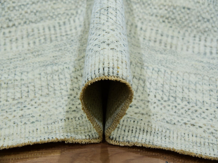 14'1" x 14'2" New Hand Knotted Ivory Wool Square Oriental Rug - MOA10279974