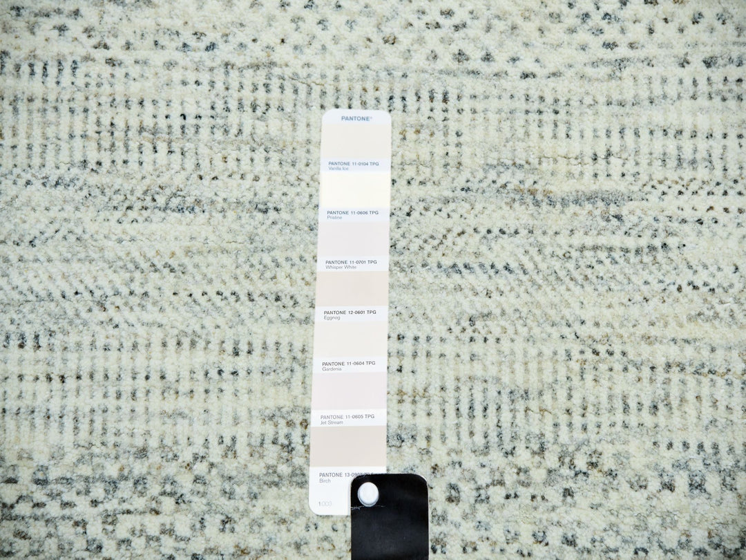 14'1" x 14'2" New Hand Knotted Ivory Wool Square Oriental Rug - MOA10279974