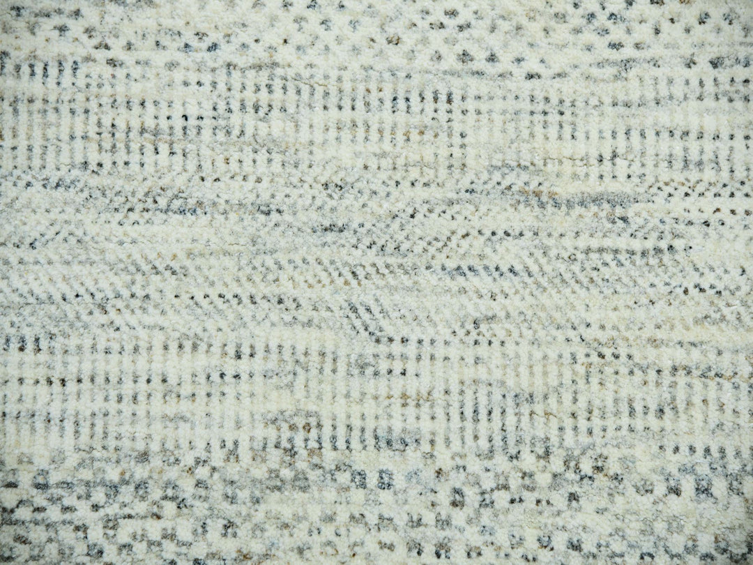 14'1" x 14'2" New Hand Knotted Ivory Wool Square Oriental Rug - MOA10279974