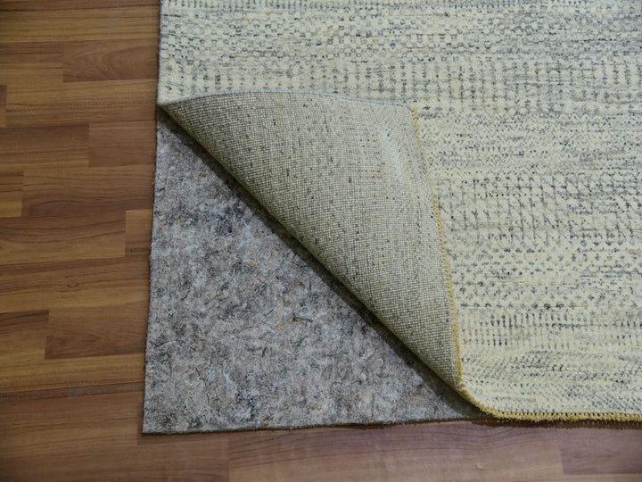 14'0" x 18'1" New Hand Knotted Ivory Wool Rectangle Oriental Rug - MOA10279980