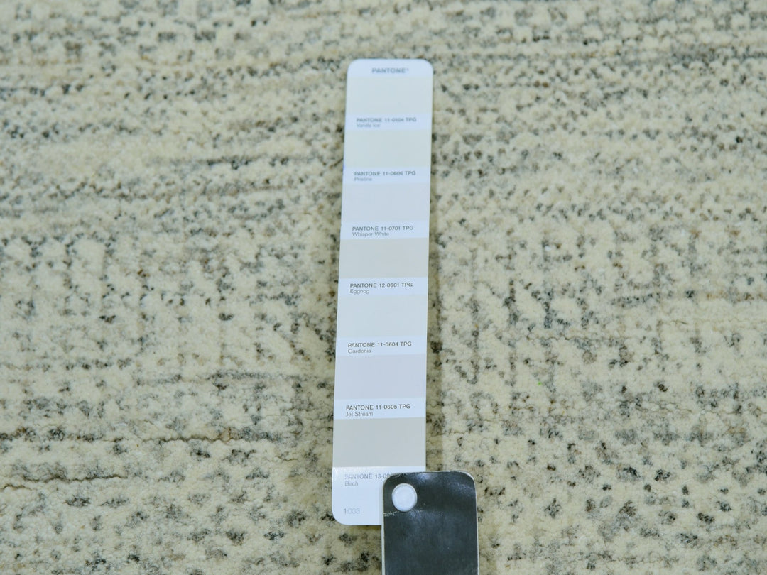 14'0" x 18'1" New Hand Knotted Ivory Wool Rectangle Oriental Rug - MOA10279980