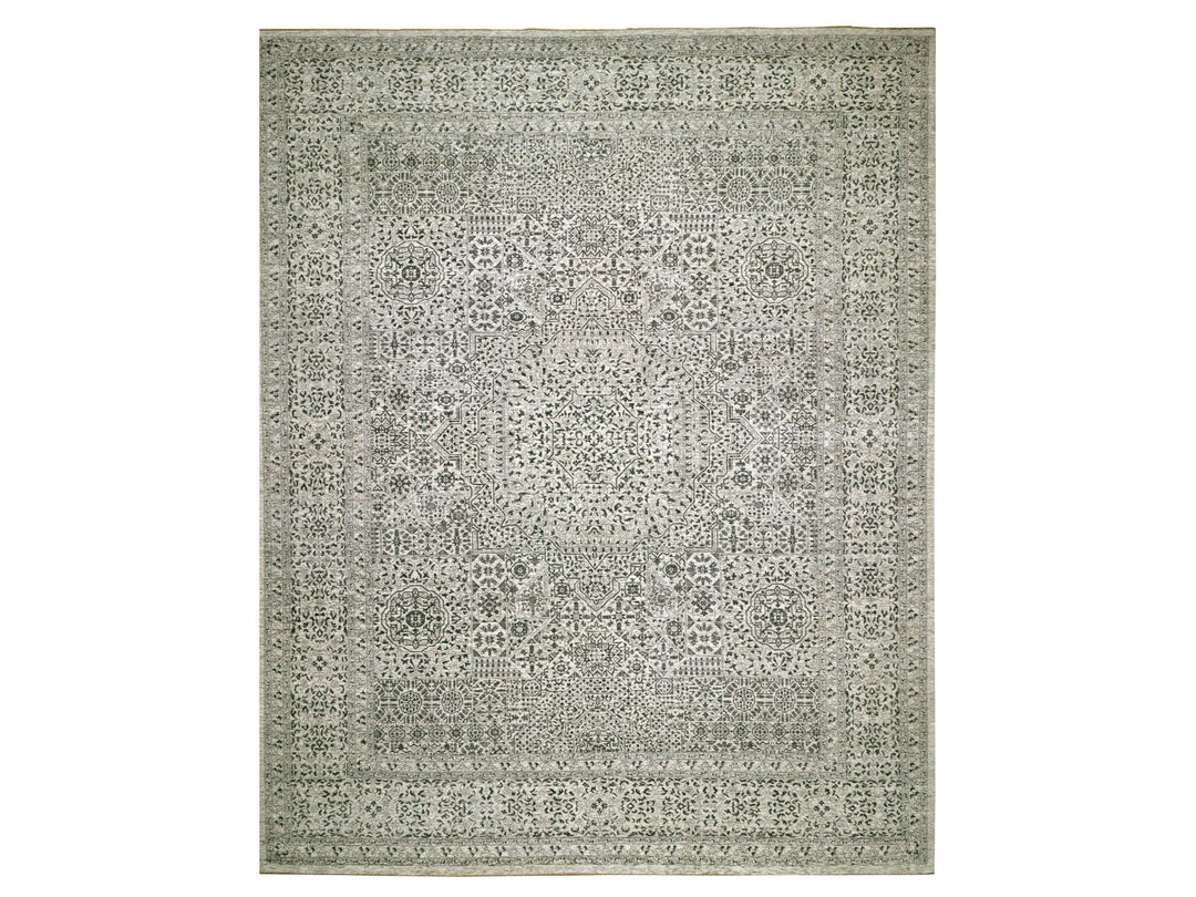 14'1" x 17'9" New Hand Knotted Ivory Wool Rectangle Oriental Rug - MOA10279982