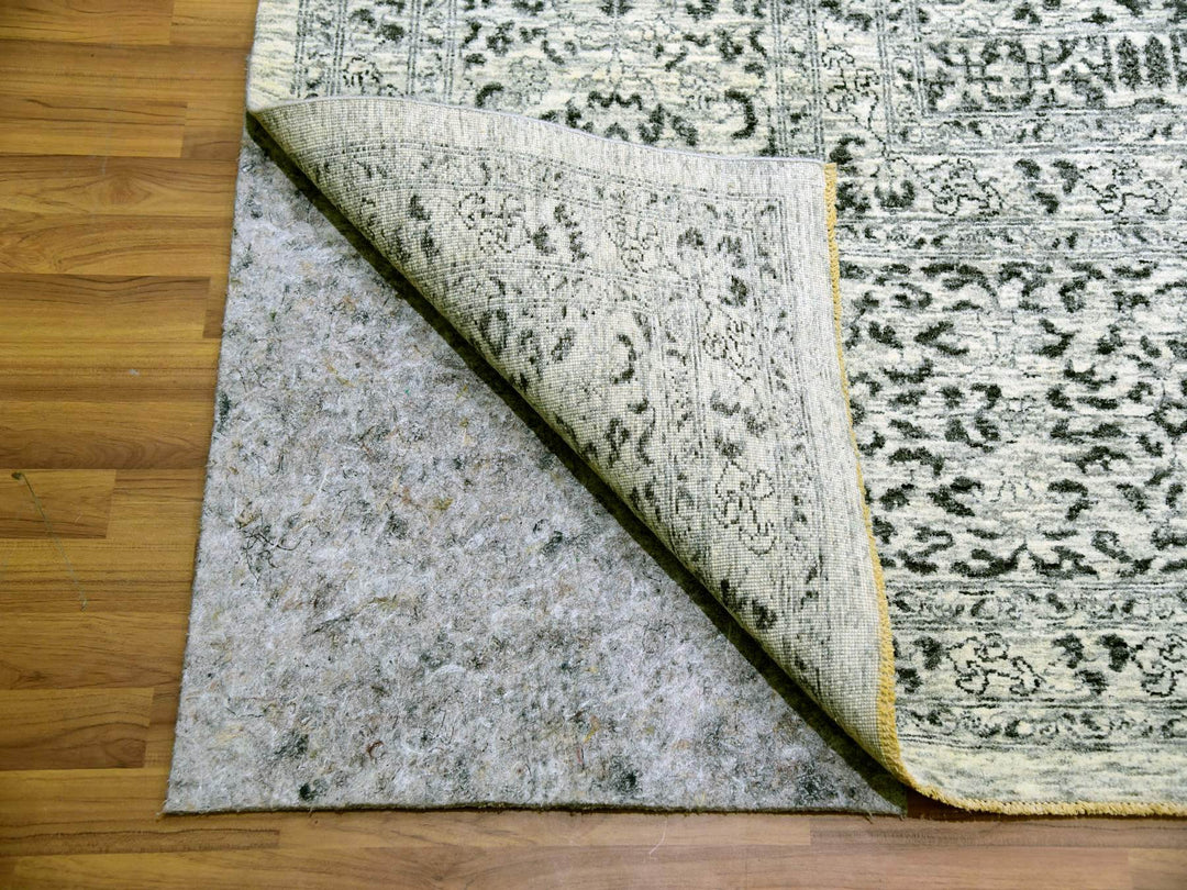 12'1" x 15'4" New Hand Knotted Ivory Wool Rectangle Oriental Rug - MOA10279983