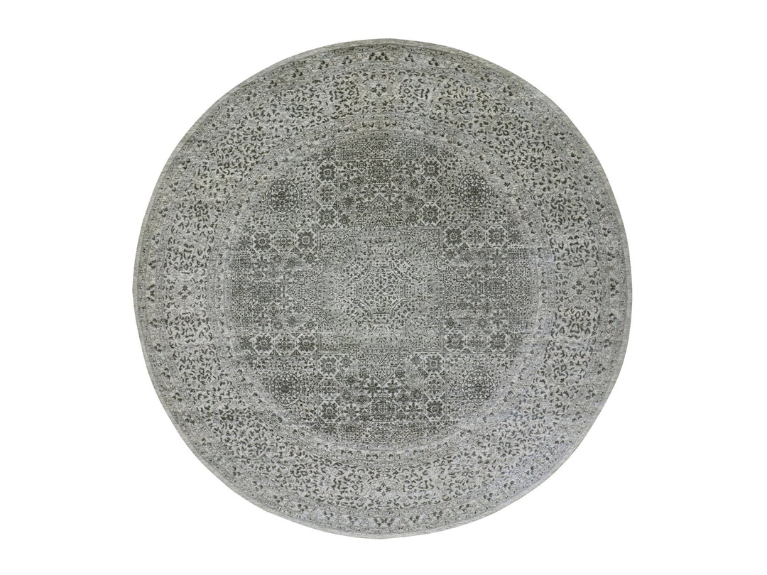 11'10" x 11'10" New Hand Knotted Ivory Wool Round Oriental Rug - MOA10279985