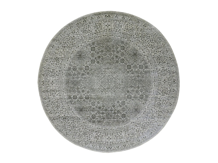 11'10" x 11'10" New Hand Knotted Ivory Wool Round Oriental Rug - MOA10279985