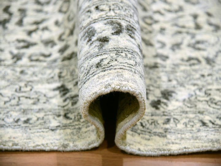 11'10" x 11'10" New Hand Knotted Ivory Wool Round Oriental Rug - MOA10279985