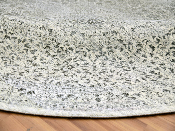 11'10" x 11'10" New Hand Knotted Ivory Wool Round Oriental Rug - MOA10279985