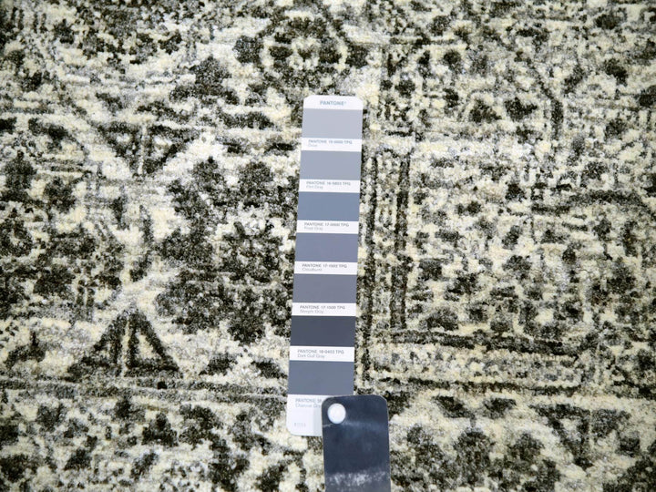 11'10" x 11'10" New Hand Knotted Ivory Wool Round Oriental Rug - MOA10279985