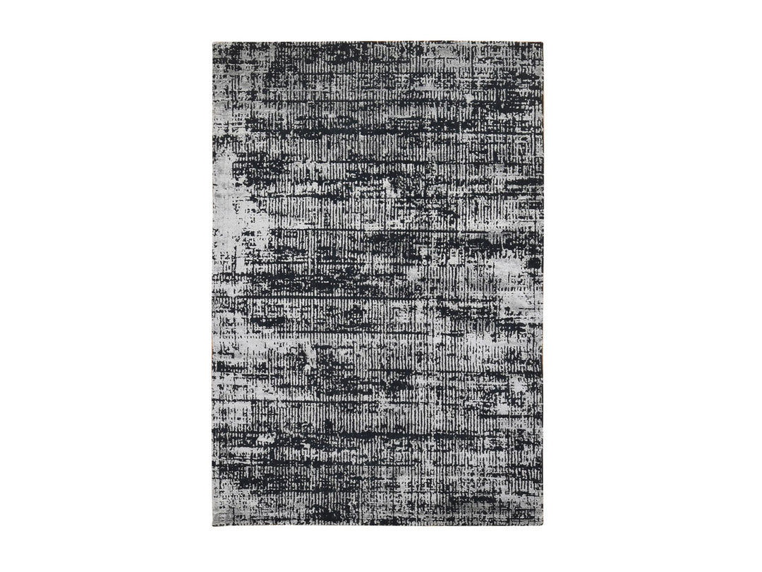 5'10" x 9'0" New Hand Loomed Black Wool & Silk Rectangle Oriental Rug - MOA10280033