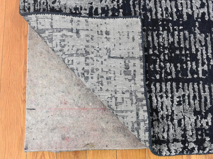 5'10" x 9'0" New Hand Loomed Black Wool & Silk Rectangle Oriental Rug - MOA10280033