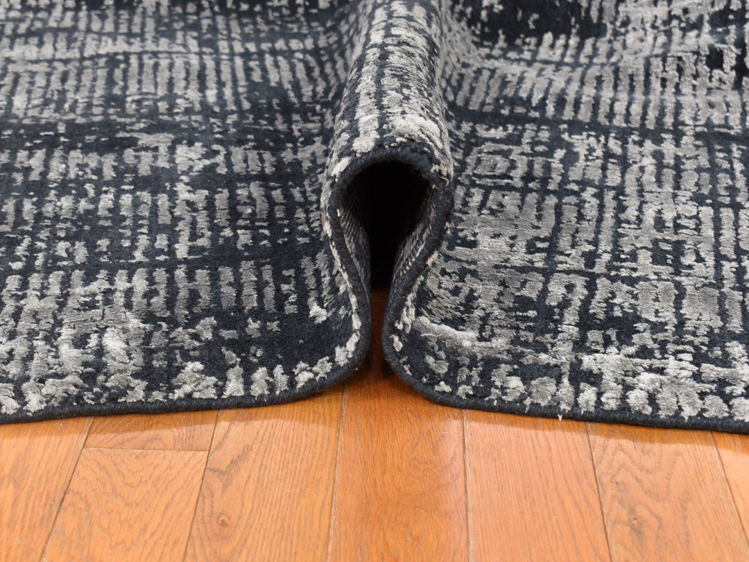 5'10" x 9'0" New Hand Loomed Black Wool & Silk Rectangle Oriental Rug - MOA10280033