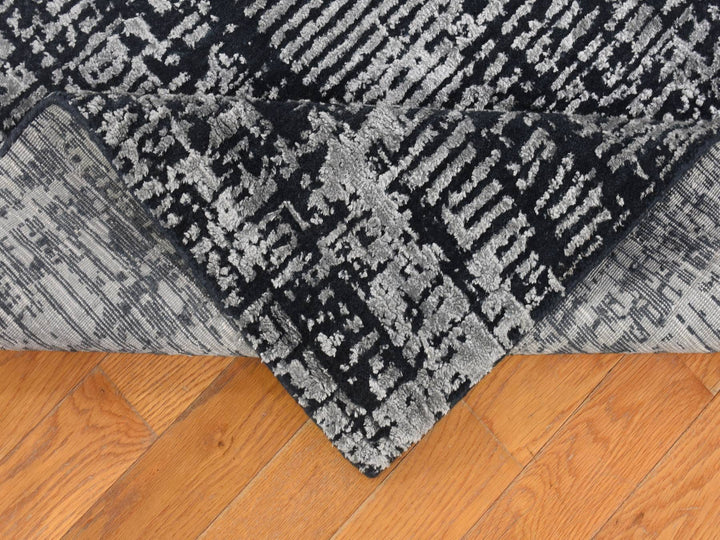 5'10" x 9'0" New Hand Loomed Black Wool & Silk Rectangle Oriental Rug - MOA10280033