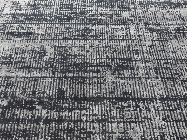 5'10" x 9'0" New Hand Loomed Black Wool & Silk Rectangle Oriental Rug - MOA10280033