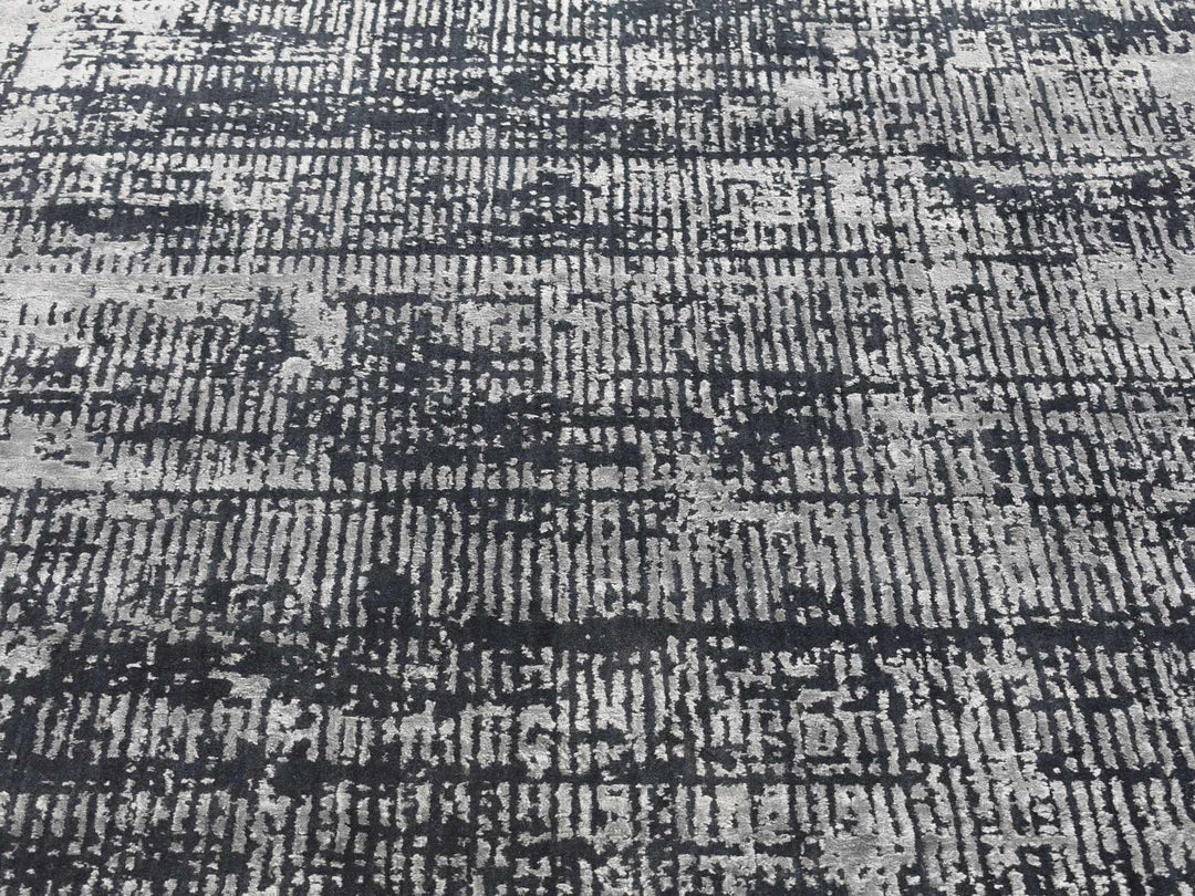 5'10" x 9'0" New Hand Loomed Black Wool & Silk Rectangle Oriental Rug - MOA10280033