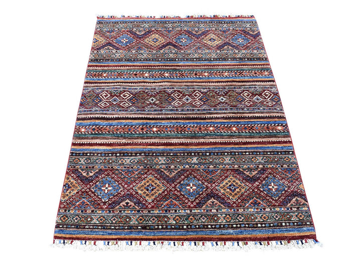 3'5" x 5'0" New Hand Knotted Red Wool Rectangle Oriental Rug - MOA10280212