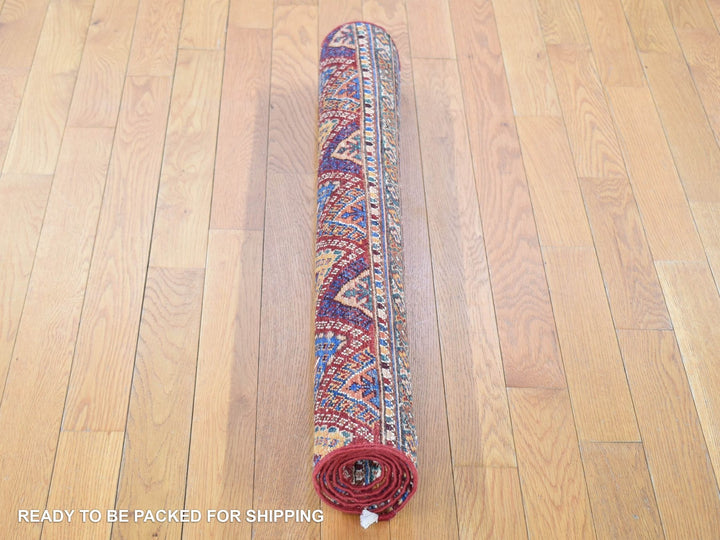 3'5" x 5'0" New Hand Knotted Red Wool Rectangle Oriental Rug - MOA10280212