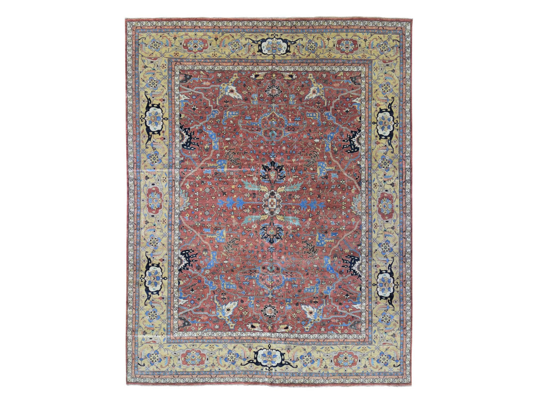 12'0" x 14'10" New Hand Knotted Red Wool Rectangle Oriental Rug - MOA10280223