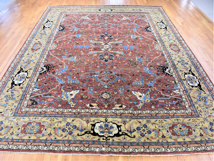 12'0" x 14'10" New Hand Knotted Red Wool Rectangle Oriental Rug - MOA10280223