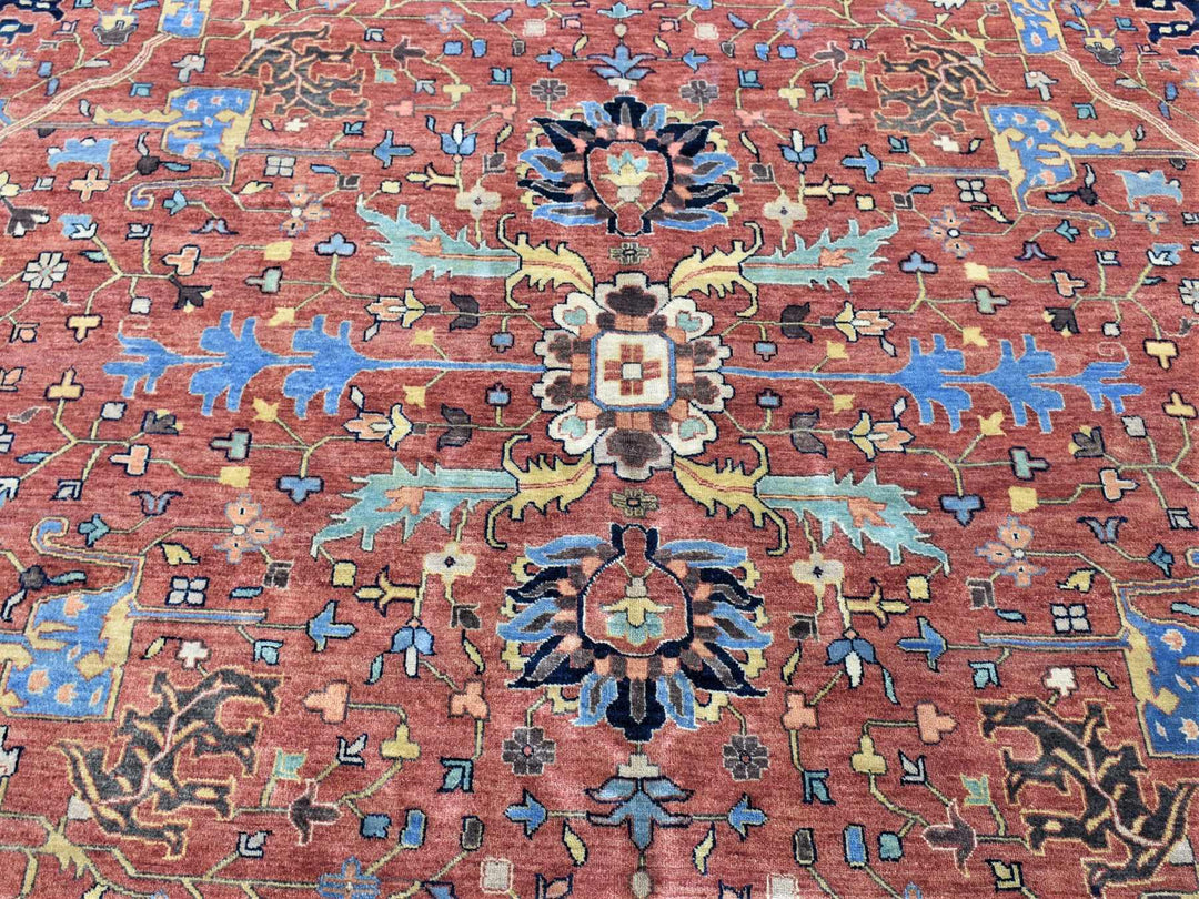 12'0" x 14'10" New Hand Knotted Red Wool Rectangle Oriental Rug - MOA10280223