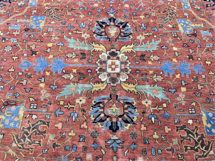 12'0" x 14'10" New Hand Knotted Red Wool Rectangle Oriental Rug - MOA10280223