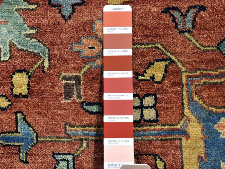 12'0" x 14'10" New Hand Knotted Red Wool Rectangle Oriental Rug - MOA10280223